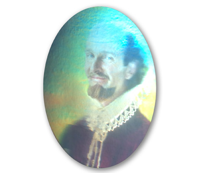 Smiling Shakespeare animated color hologram